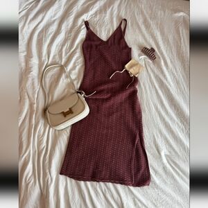 Miu Miu Elegant Burgundy Knit Dress